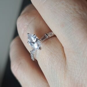 925 Sterling Silver Nataliya V Collister Marquise Cut Cubic Zirconia Ring